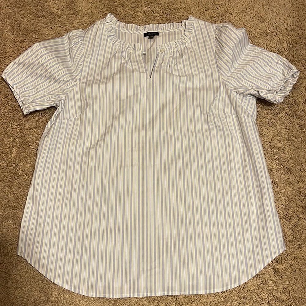 Talbot short sleeve white and blue stripes top
